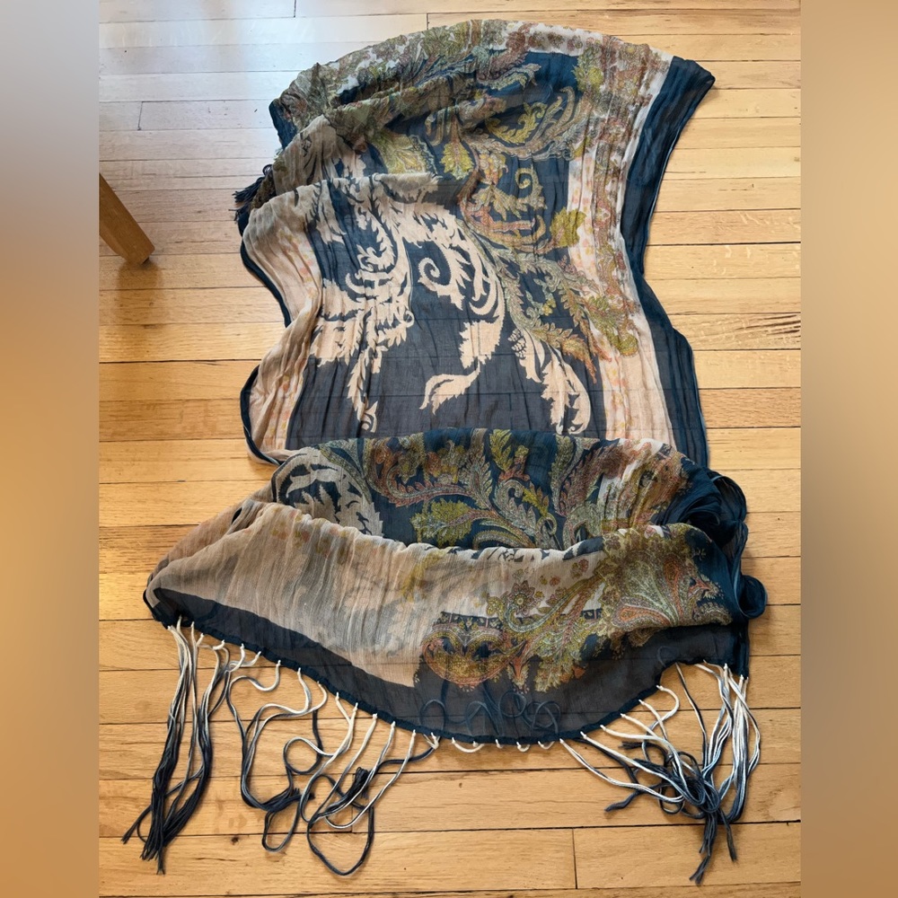 Silk scarf from Anthropologie with dip dyed wool detail